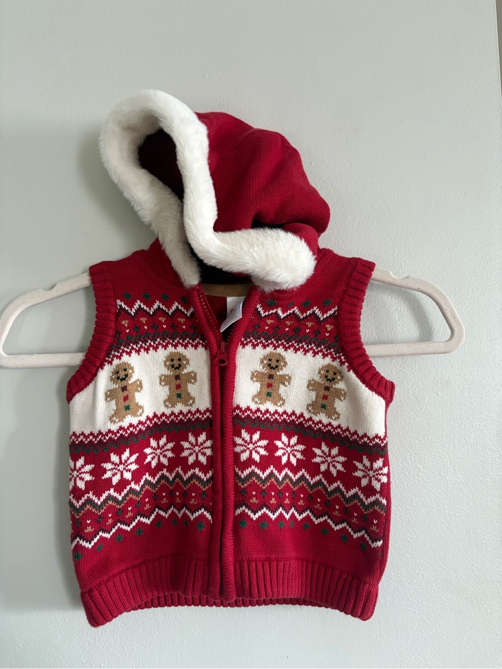 Gymboree Christmas Sweater Vest Hood Kids 3T